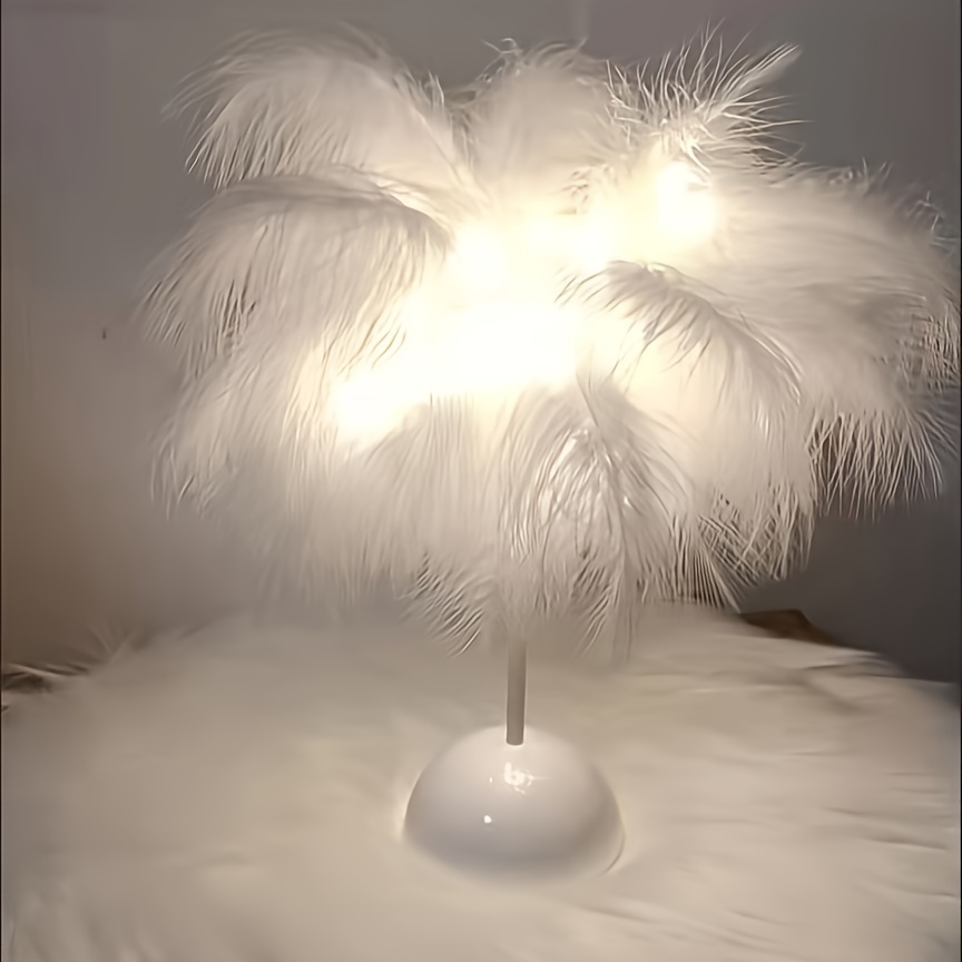 

Lumières décoratives d'intérieur pour chambre à coucher, cadeau romantique pour anniversaire, veilleuse de table à plumes, Saint-Valentin, cadeaux d'anniversaire blanc (piles non incluses)