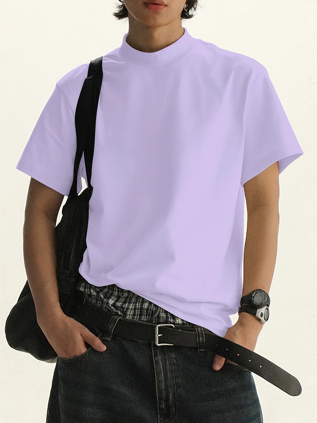 elegantes schmales kurzarm t shirt rollkragen herren Temu Austria