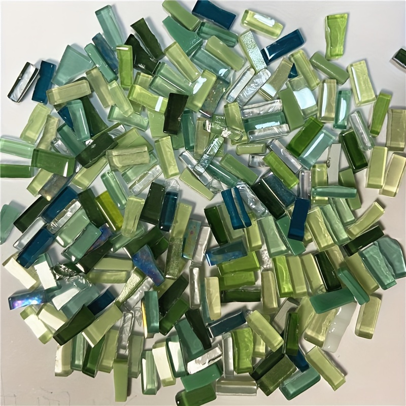 Image of 110pcs Of Crystal Glass Mosaic, With Backing - Irregular Long Strips That Do Not Need To Be Cut, Suitable For Diy Puzzle Art And Wall Decoration Crafts, Diy Craft Materials