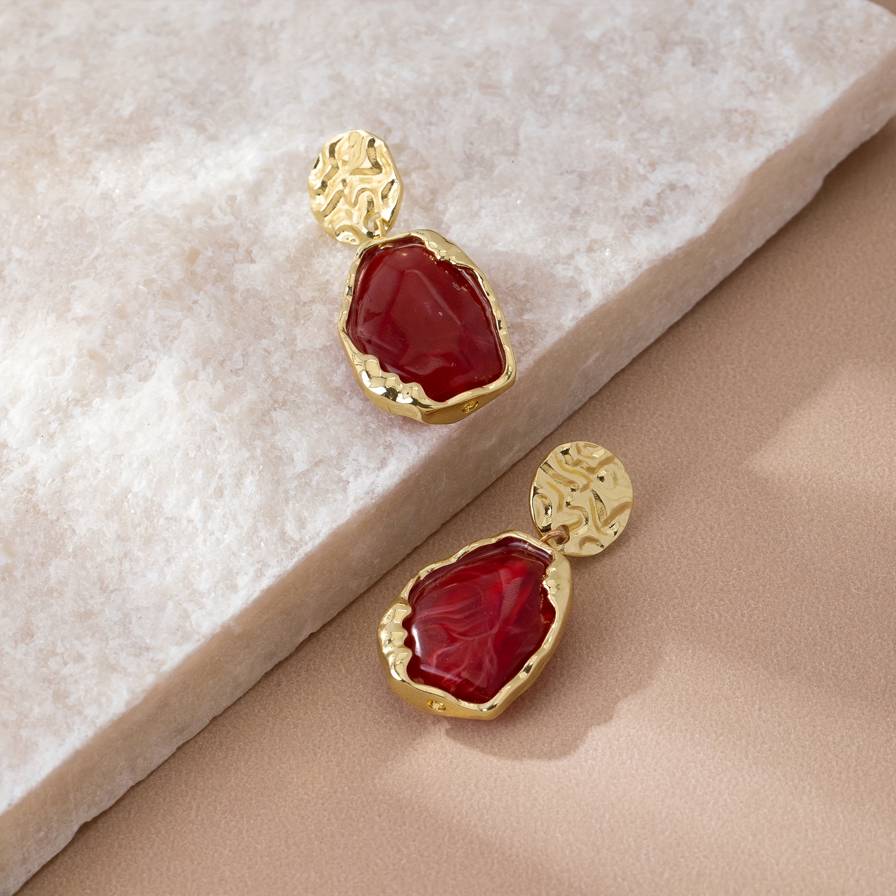 TEMU Un Par de Pendientes de Estilo Bohemio con Forma de Irregular y Martillado en Metal para Uso Diario y Regalo para Mujeres