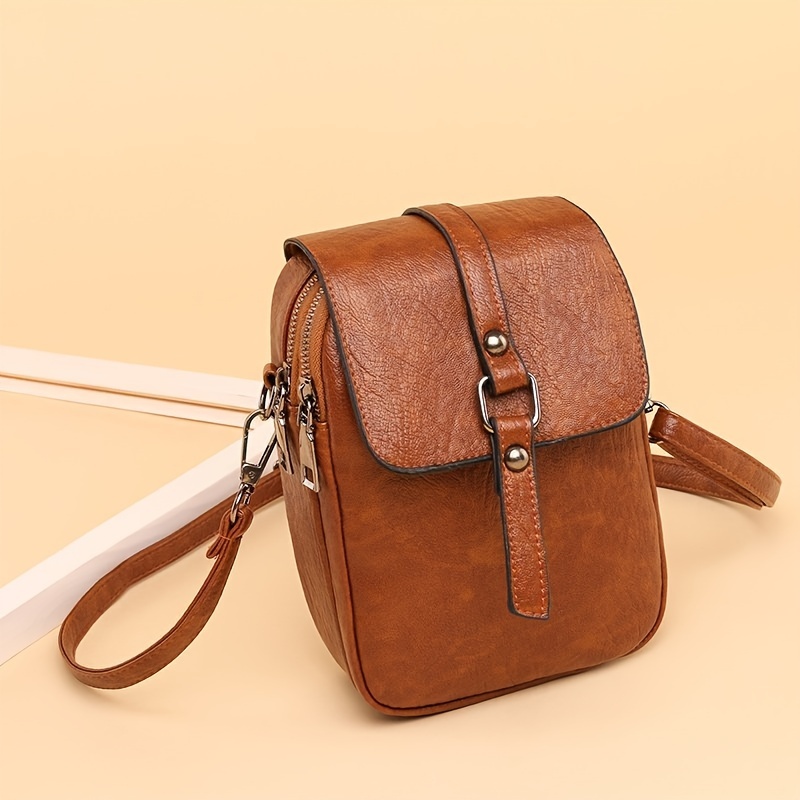 

Retro Mobile Phone Bag, Multi Layer Vertical Wallet, Fashion Mini Crossbody Bag Coin Purse