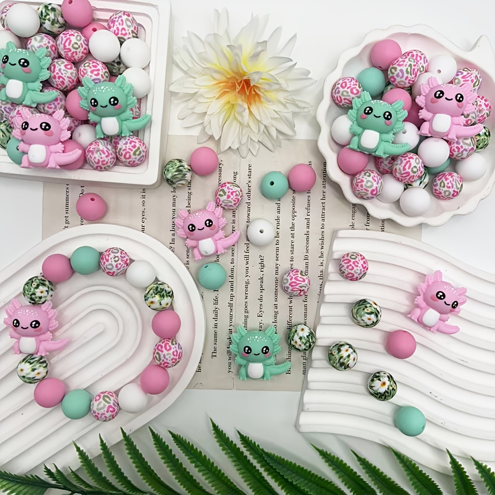 34pcs Spring Silicone Bead Set with Salamander Designs