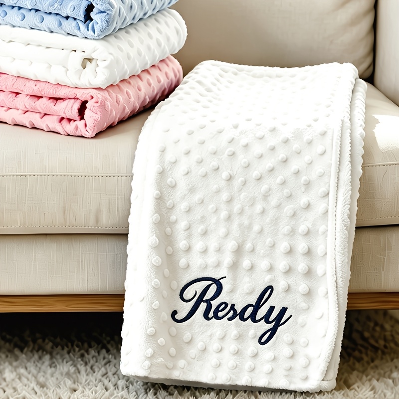 TEMU Name Embroidery Personalized Custom Blanket, Nap Blanket, Air Conditioning Blanket, Summer Sofa Blanket, Suitable For Autumn Summer Nap Blanket,