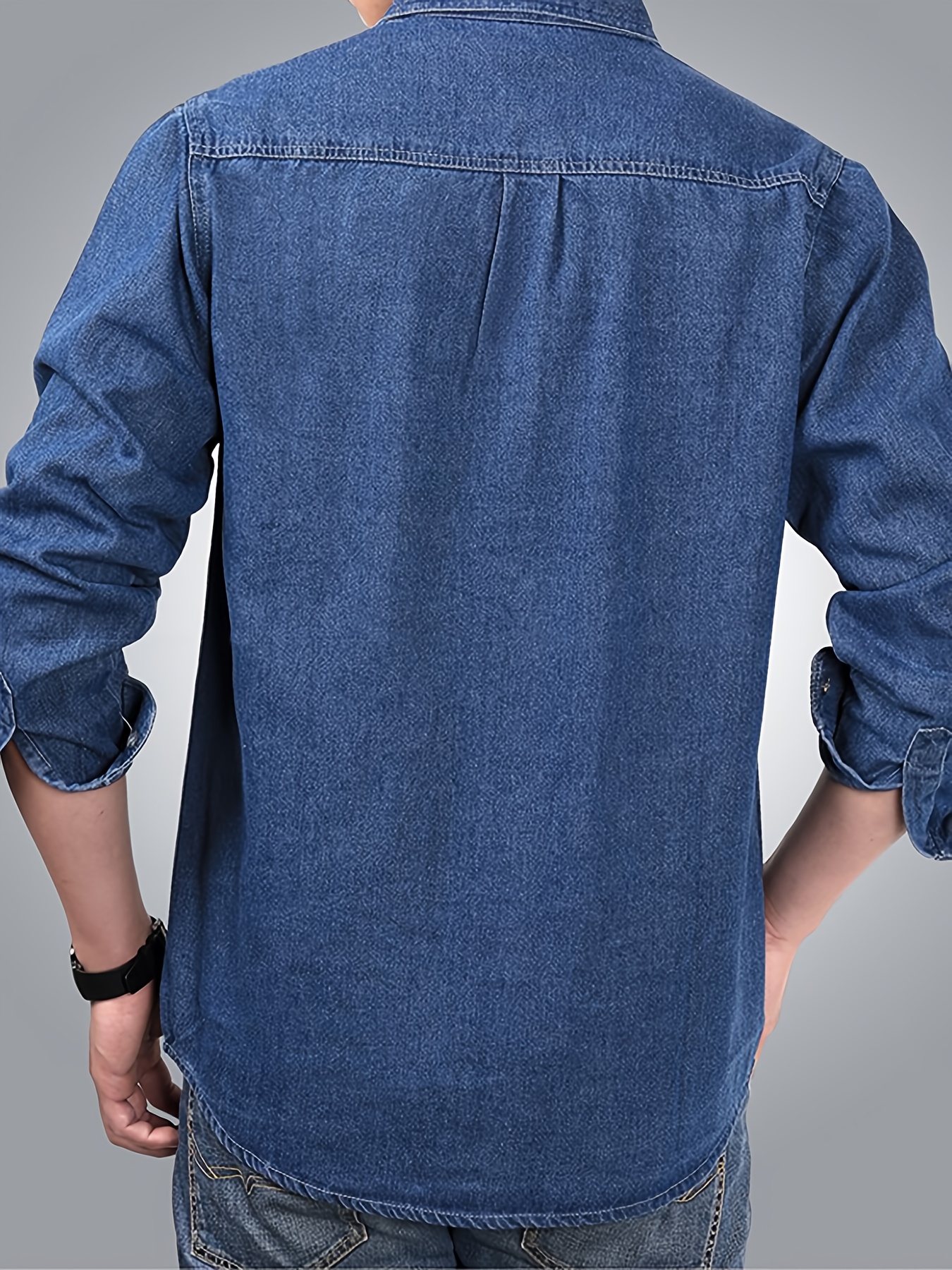 Men's Spring/Autumn Denim Shirt Long Sleeve Fashion Loose Casual Pure Summer Lightweight Workwear Labor Protection Jacket