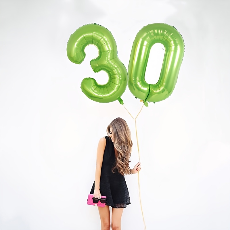 

1pc Ballon Numéro en Film d'Aluminium Auto-Scellant Vert de 32", Décoration de Fête d'Anniversaire & d'Anniversaire, Pas d'Électricité , Plusieurs Composants, Décoration de Ballon