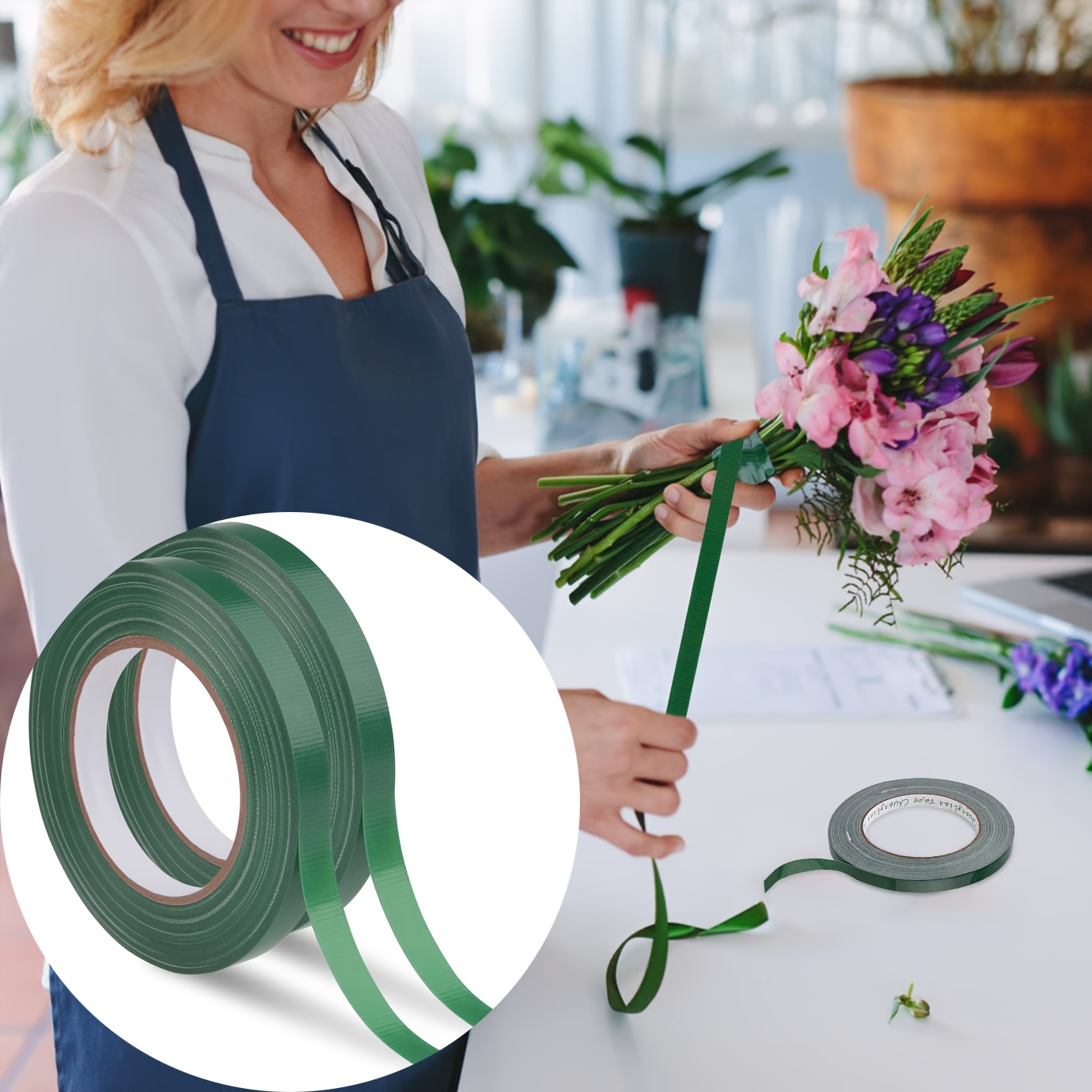 

4pcs Green Plastic Floral Tape, Waterproof And , For Bouquet Wrapping And Floral Arrangements, With Flower Wrap Tape For And Crafts