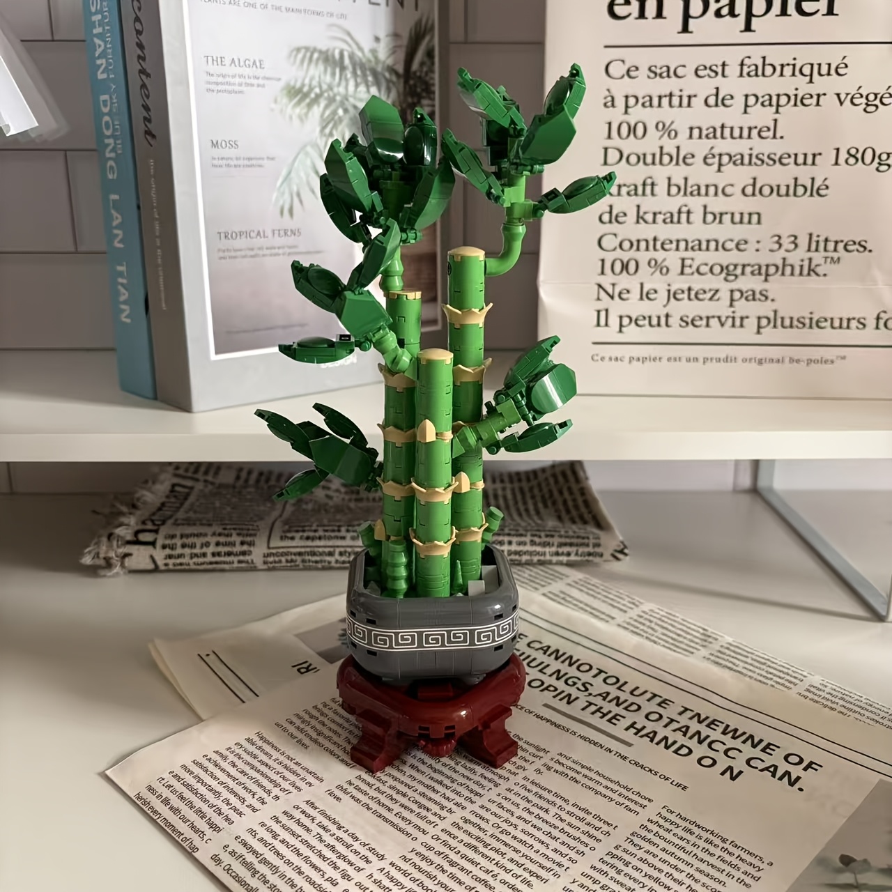 Image of Bamboo Block Set Home Decor Potted Desktop Ornament Ideal Gift For Women Suitable For Christmas Halloween Easter Chinese New Year New Year Gift/birthday Gift