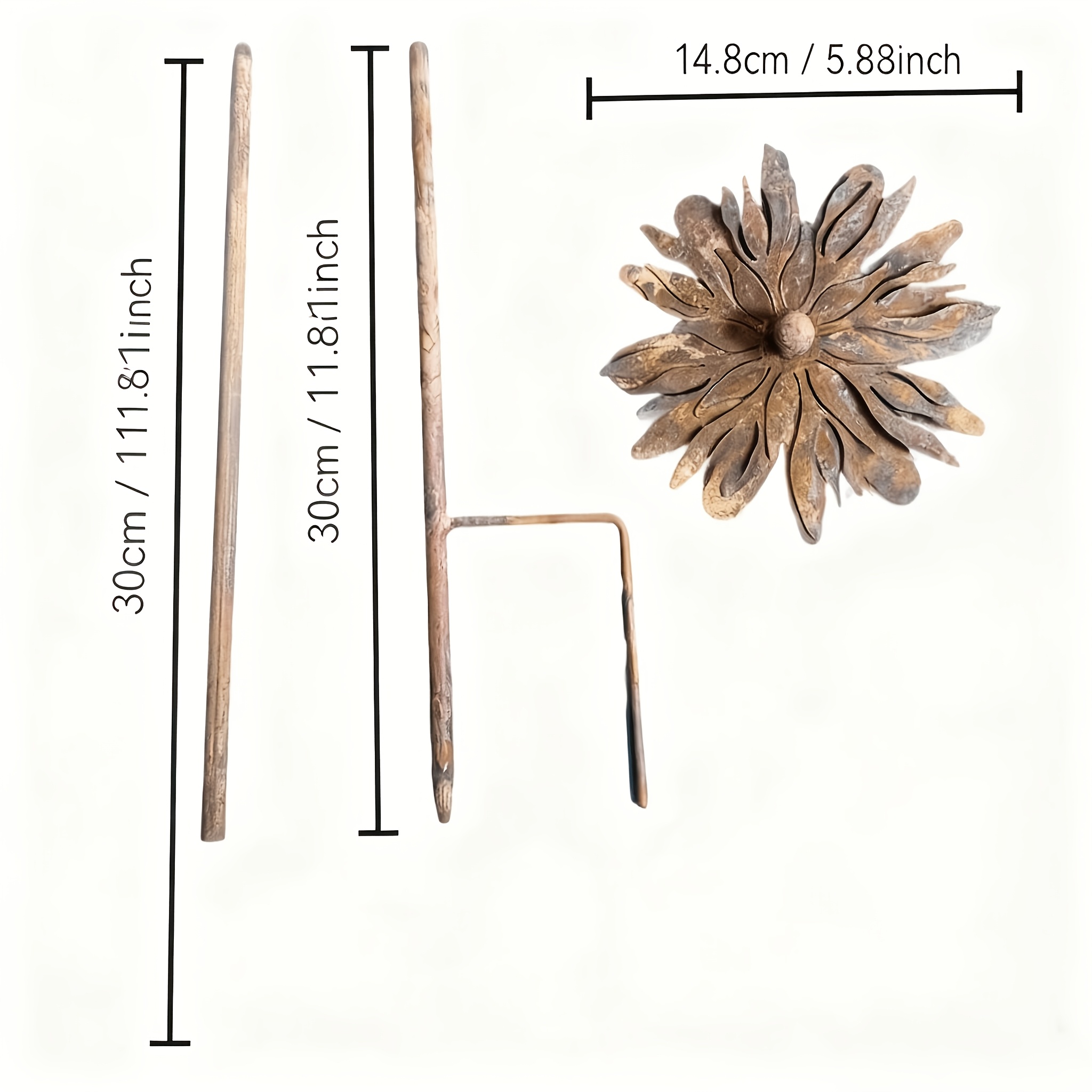 TEMU 【3D】 [3D] Ensemble de 3 pièces comprenant 1 plaque de fleur et 2 tiges d'insertion) Décoration de jardin extérieure, tiges d'insertion florales