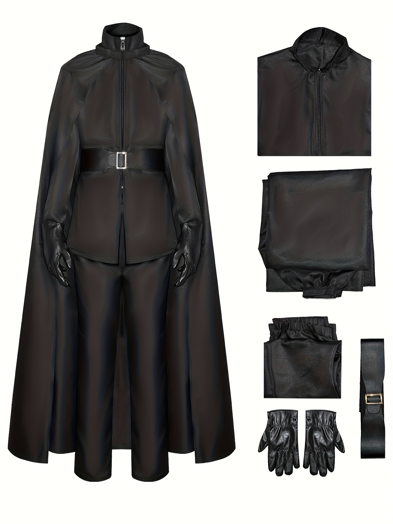 Men's All-Black Cloak Cosplay Set for Halloween