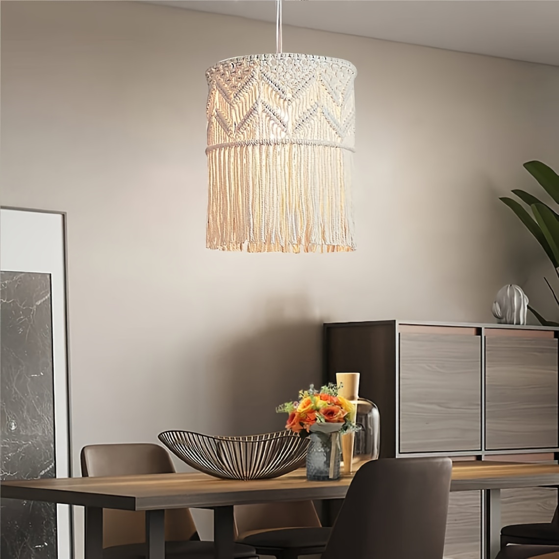 

1pc Bohemian Style Hanging Charm Hand-woven Tassel Pendant Light Decorative Lampshade - Does Not Include Light
