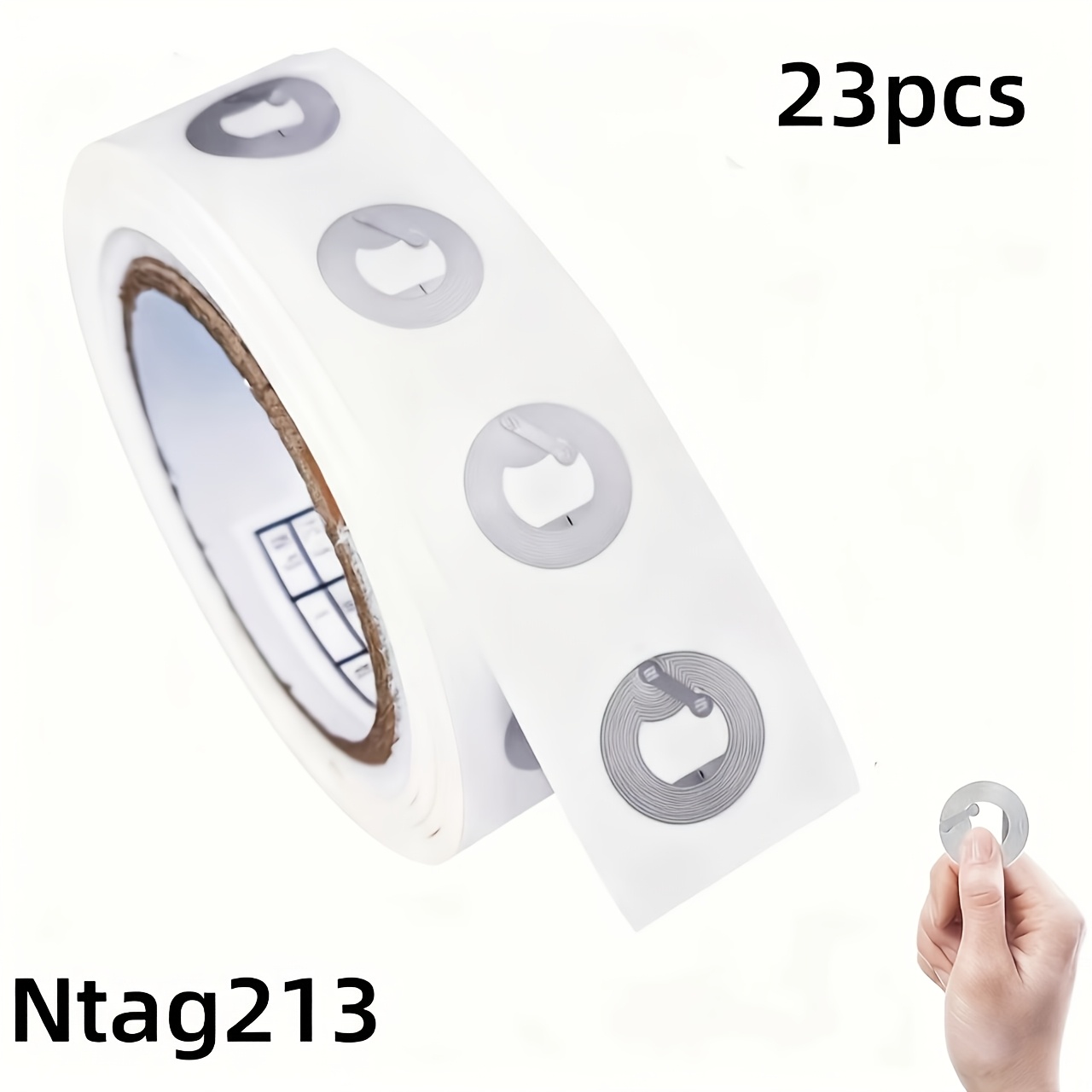 TEMU 23pcs Ntag213 Stickers - Blank Adhesive Labels, Rewritable Nfc Key Fobs White Nfc Chip 25mm (1 Inch)