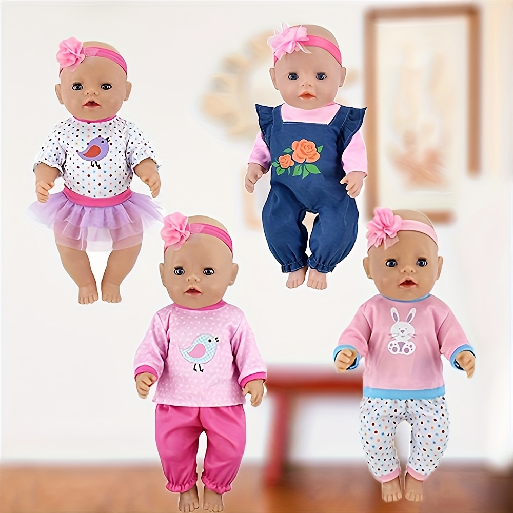 

Clothes Set For 14-18 Inch Dolls, 4 Pcs Mixed Color Outfits, Polyester Fiber, Ideal For Pretend Play, Perfect Gift For Kids 3-6 - Fits 36-45cm Dolls (dolls Not Included)