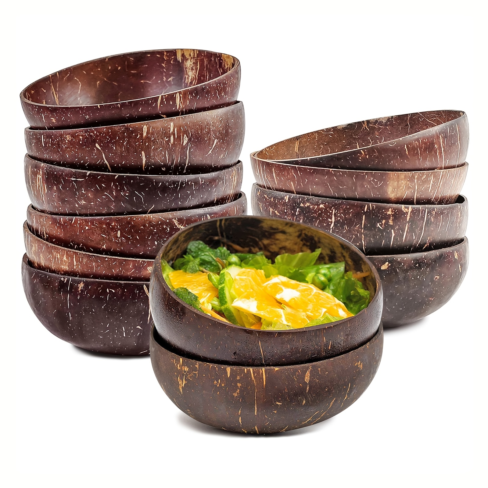 Temu – TEMU 12pcs Coconut Shell Bowls Polished Wooden Bowls Bowls Salad Bowls For Kitchen Decor
