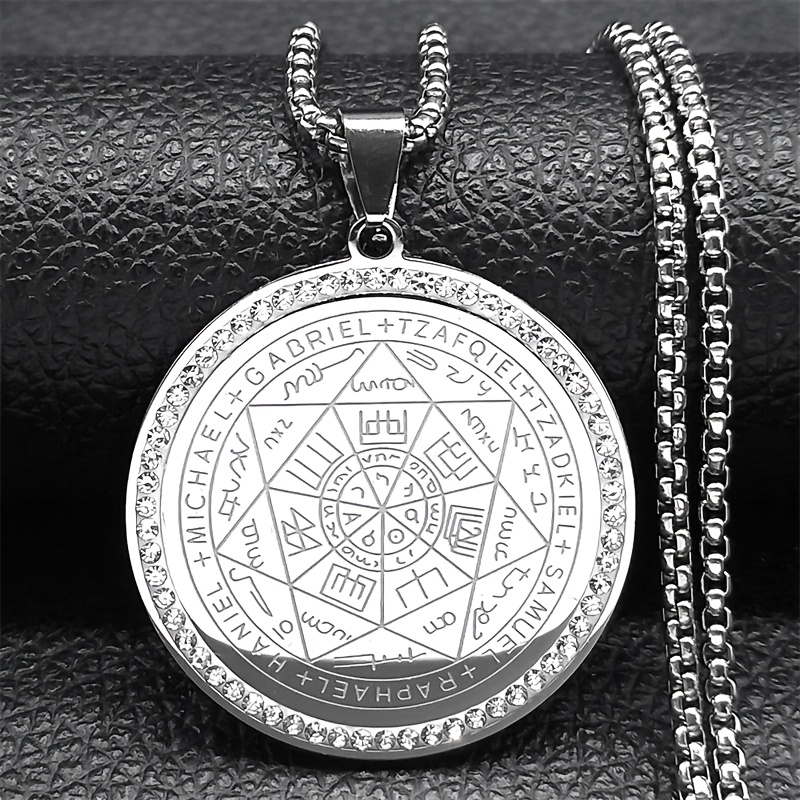 Archangels Medal Necklace For Women Men Stainless Steel Seal Of Protection Chain Jewelry