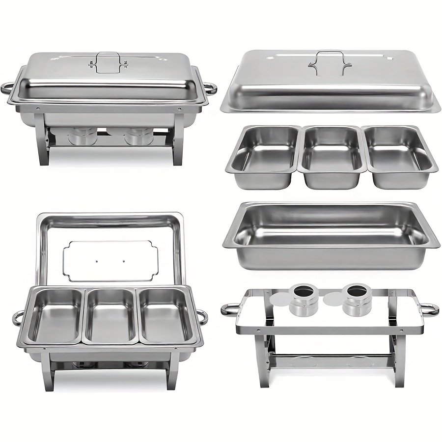 TEMU Stainless Steel Insulated Food Warmer & Bain Marie Chafing Dish - Heavy-duty Commercial-grade Thermal Insulation Pot With Lower Heating Element,