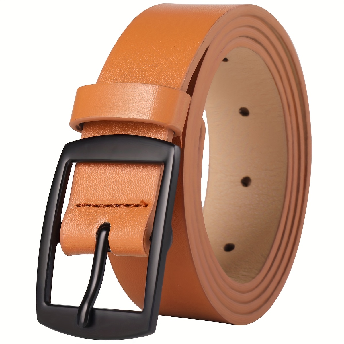 1 Men's fashionable PU belt, simple retro design, smooth buckle, suitable for Men's daily life, leisure time, parties, holidays, work, Valentine's Day