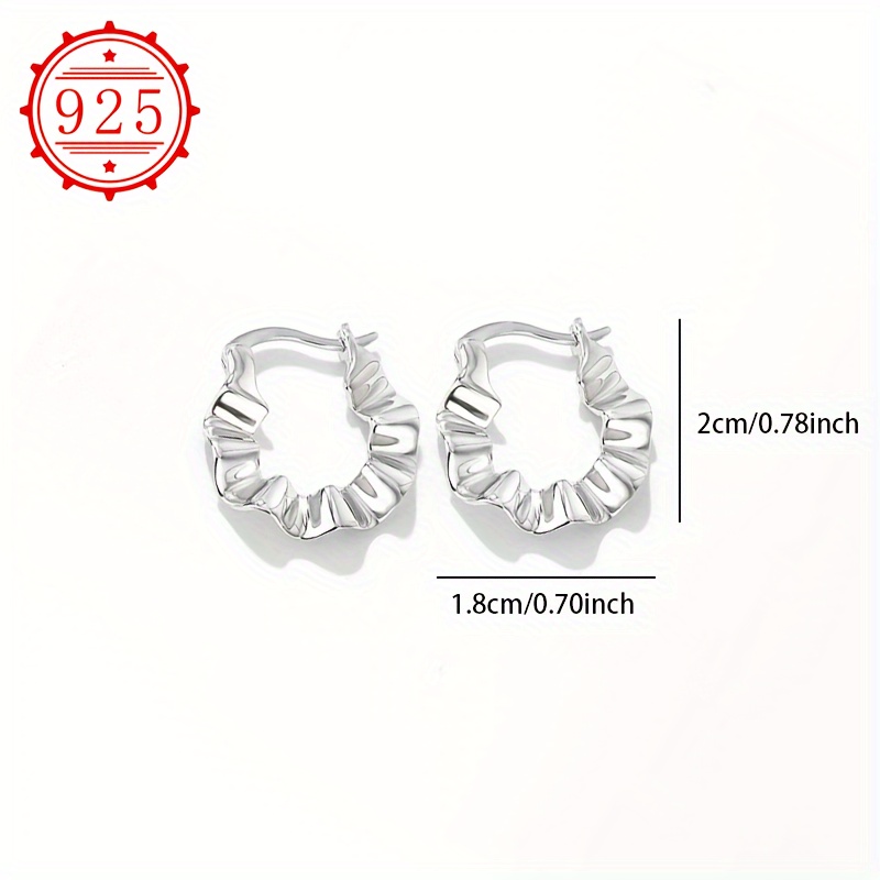 925 Silver Irregular Wrinkle Texture Ear Studs, Gift for Women