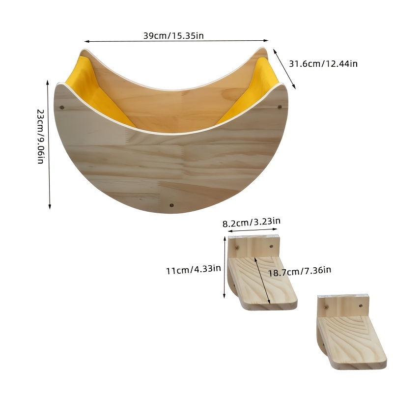 Multi-Level Cat Play Set: 3-Pack Wooden Cat Hammock & Perch Combo