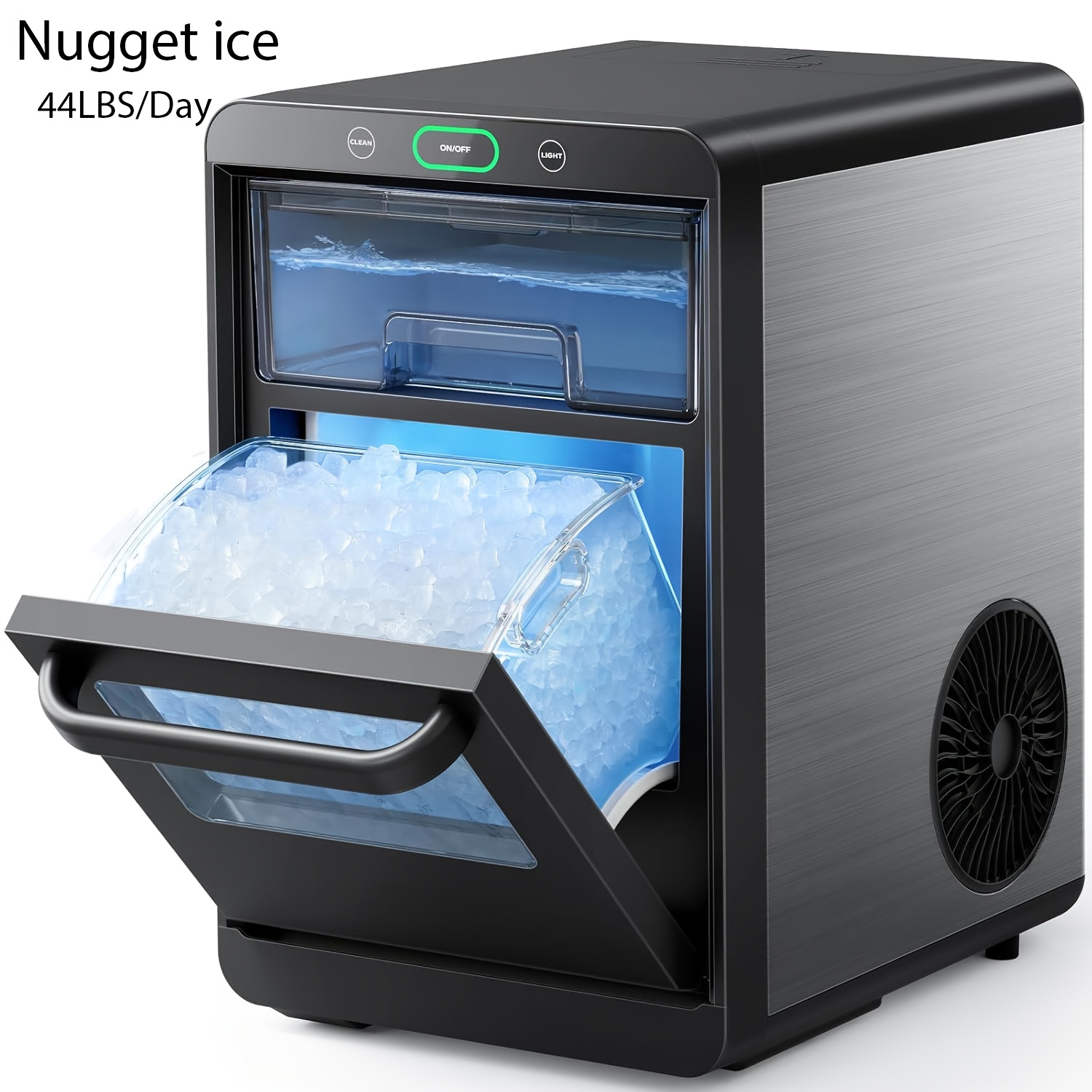 44lbs   ice maker machine or 26lbs bullet ice maker machine portable soft mouth chewing ice maker tabletop ice maker with basket shovel and automatic cleaning suitable for home kitchen camping rv party