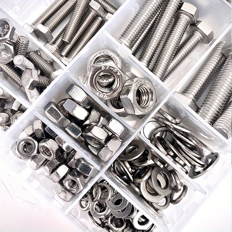 

236pcs Stainless Steel M6, M8, M10 Bolts And Nuts Set With Washers - Heavy Duty Industrial Fasteners