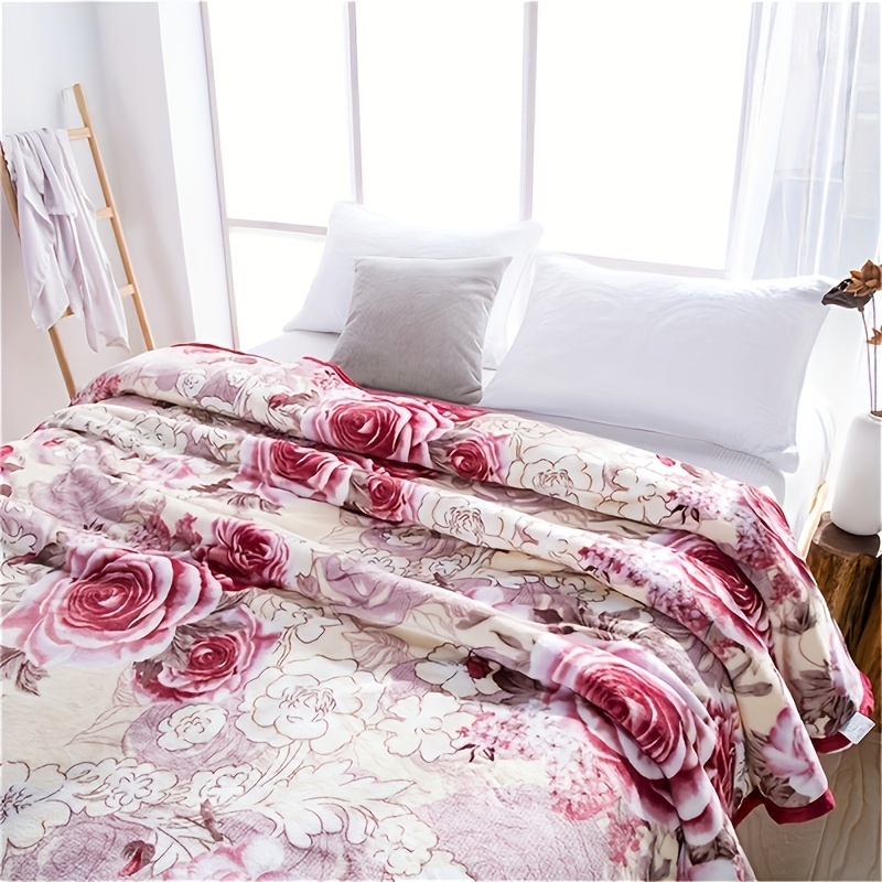 contemporary style soft warm knitted floral blanket with   design   multipurpose polyester bed blanket machine washable flower pattern with embellished features details 5