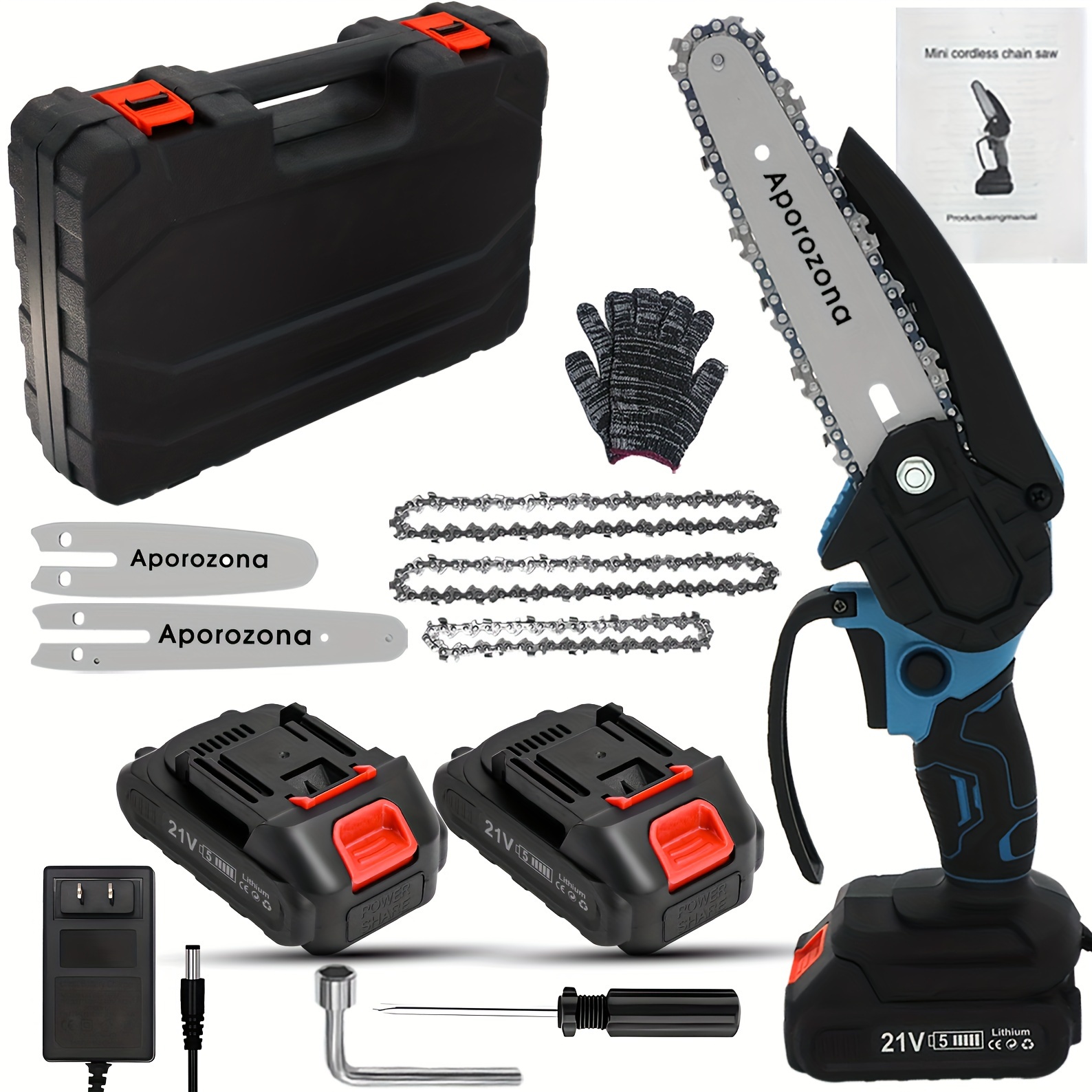 

Mini Chainsaw Cordless 6 Inch [gardener Friendly] Super Handheld Rechargeable Chain Saw With Upgraded 3 Chains 2 Piece 21v Batteries, Small Battery Powered For Wood/trees Cutting