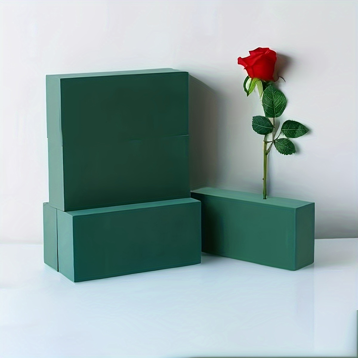 

6pcs Florist's High-density Polyresin Blocks For Fresh And Dry Floral Arrangements, Professional Bouquet And Vase Filler, Green