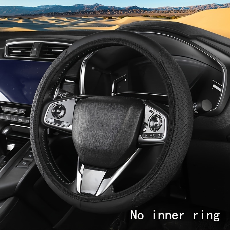 TEMU Pu Leather Car Steering Wheel Cover, Classic Pu Leather Car Steering Wheel Cover, Breathable, Non-slip, Elastic, Gm 15-inch Steering Wheel Protector, Sedan, Off-road, Bread, 99% Of Used