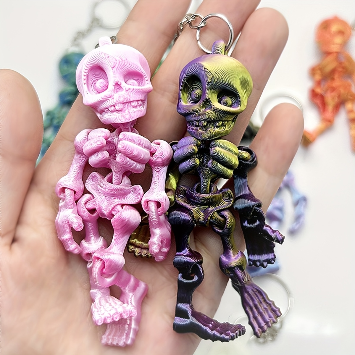3d printed skeleton keychain fully articulated movable - Temu