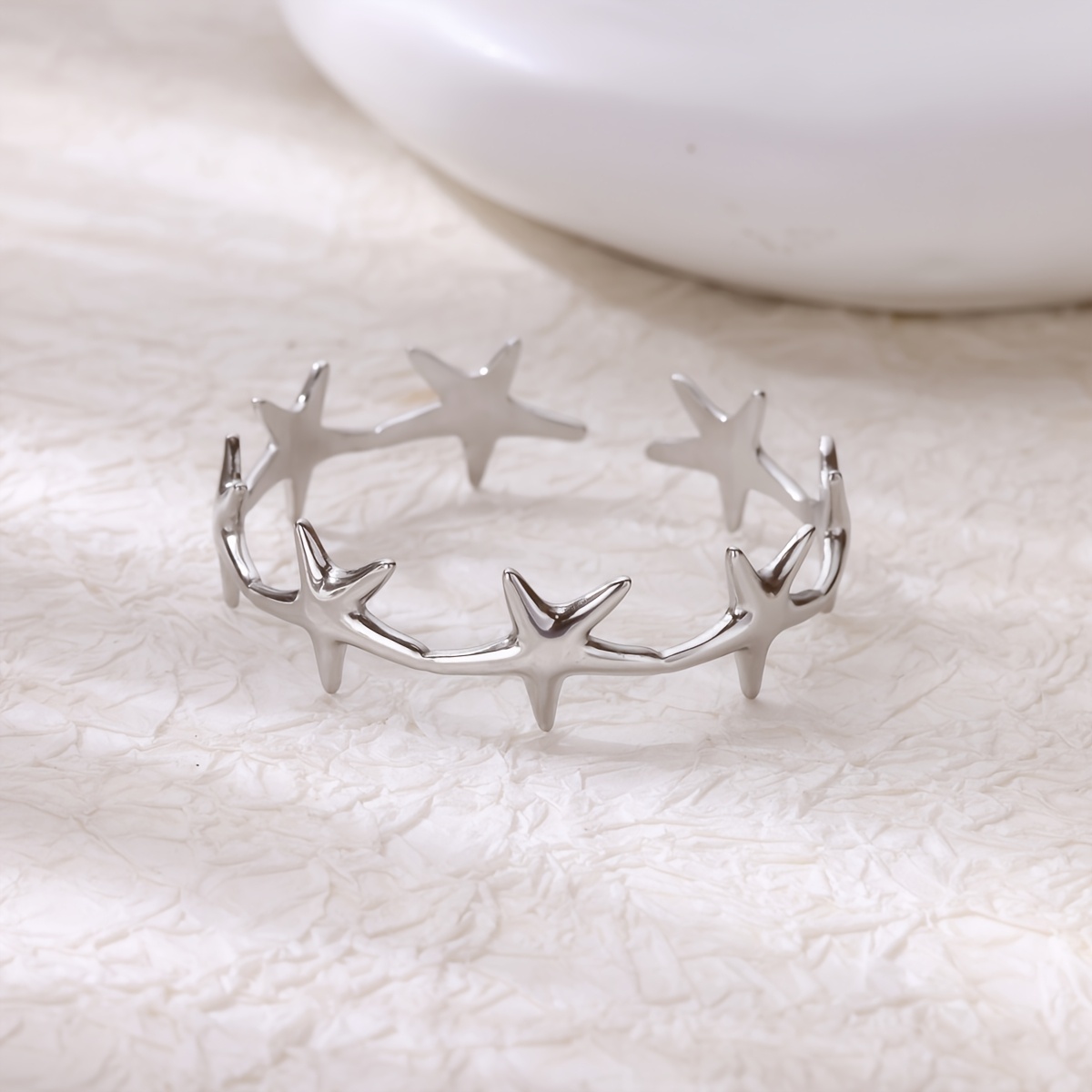 TEMU 1pc Elegant Stainless Steel Starfish Open Bracelet, Suitable For Daily Wear, Work, Dates, Gifts, And Special Occasions, Women's Gifts
