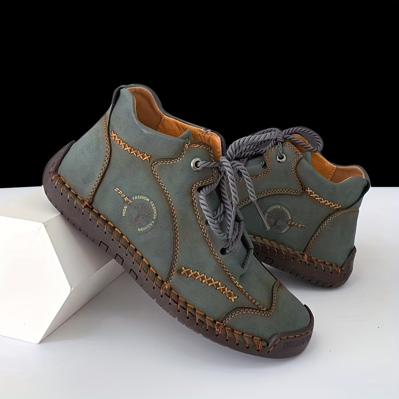 Image of Women's Short Boots, Fashionable And Versatile Outdoor Casual Lace-up Boots, Vintage Flat-bottom Handmade Women's Shoes, Women Shoes