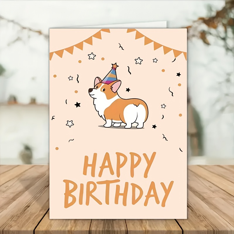 

1pc Corgi Dog Birthday Greeting Card, Dog Lovers To Send To Family, Friends, And Colleagues - Card For Anyone