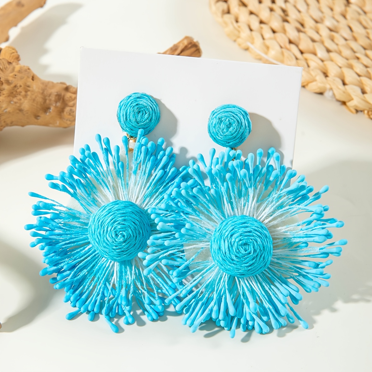 TEMU 1 Paire de Boucles d'Oreilles en Style Vacances de Plage, Bijoux d'Oreilles Exagérés Adaptés aux Fêtes de Bal pour Femmes, Cadeau d'Ami