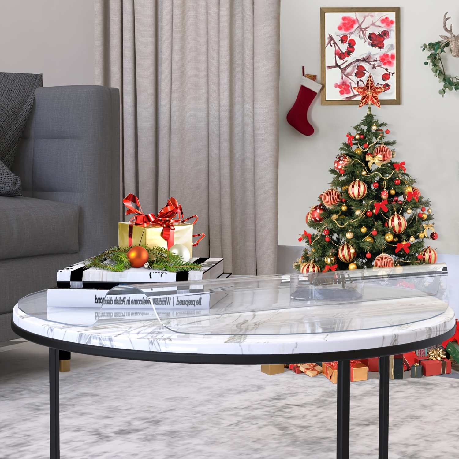 Clear Round Table Protector - 42 Inch Diameter 1.5mm Thick Vinyl Table Cover For Dining & Coffee Tables