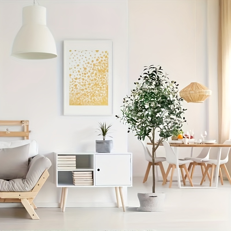 Un Olivo Artificial Grande con Hojas Realistas y Frutos de Olivo - Ideal para Interiores y Exteriores (Maceta No Incluida) - Fabricado en Plástico Duradero de Bajo Mantenimiento, Perfecto para el Hogar, la Oficina, la Sala de Estar