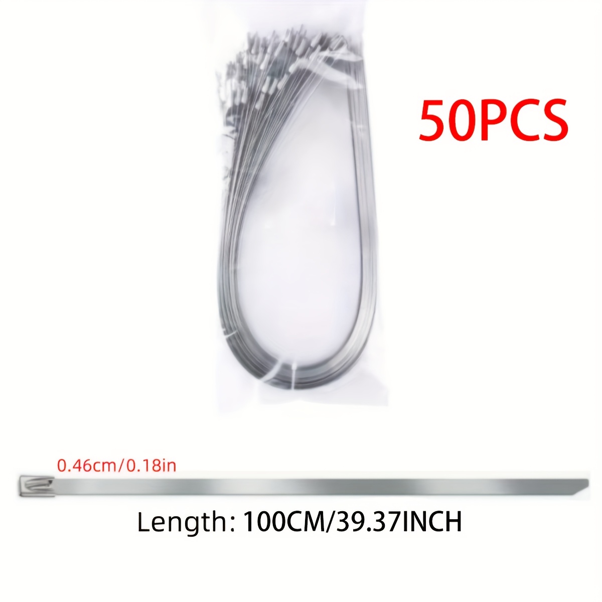 E-shop 50 Stück 304 Hochleistungs-Kabelbinder, Robuste Kabelbinder - Rostfrei, Hochtemperaturbeständige Metall-Kabelbinder, Metallband, Drahtbinder,