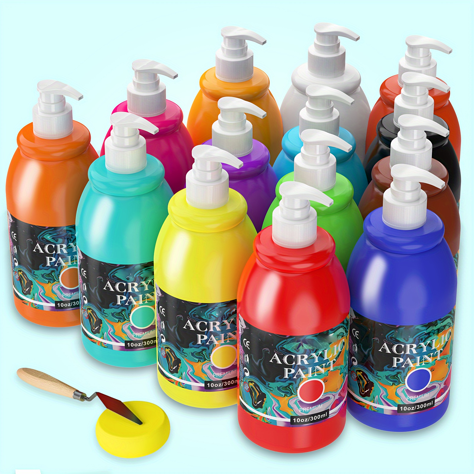 TEMU 14 Colors Acrylic Paint Sets For Adults, (10oz/300ml) Large Bulk Acrylic Paints Kits, Art Painting Supplies For Artists/beginners, Acrylic Paint