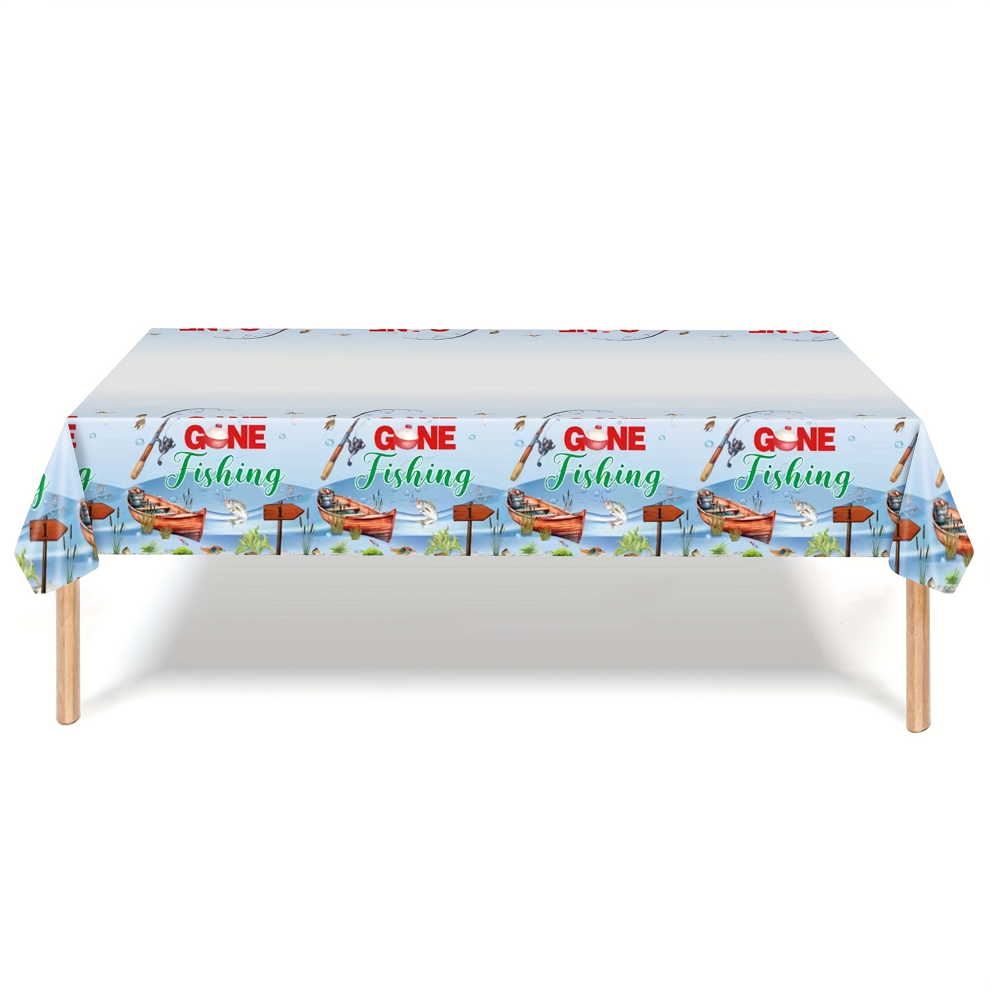 Fishing Party Decorations Disposable Tablecloth Gone Fishing - Temu