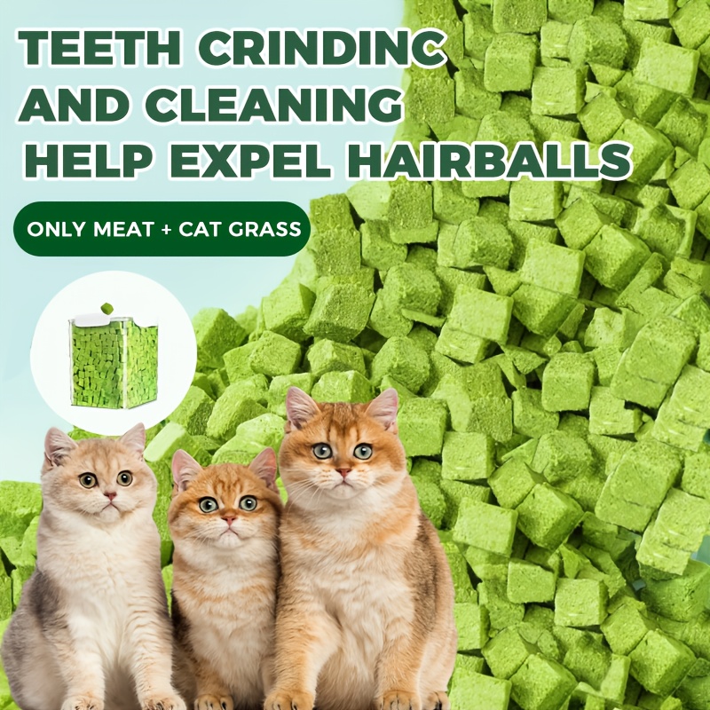 /5.29oz Freeze-dried Cat Grass & Pet Pellets-consumable Snack For Cleaning Teeth & Hairball Control, Natural Herbs Chew Toy For Kittens And Adult Cats
