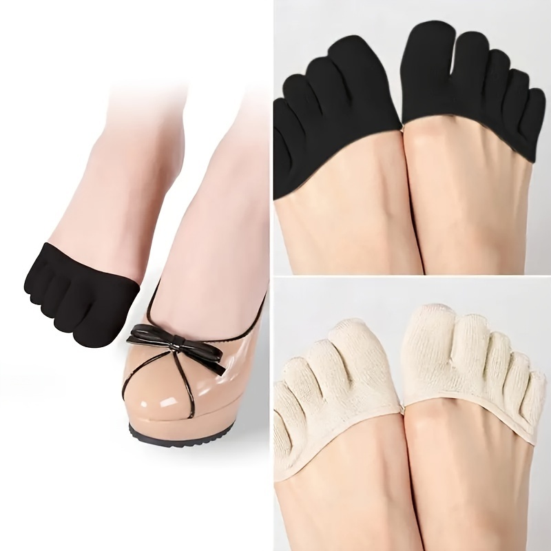 1pair Anti-friction Half-palm Five-toe Socks For Women, Sweat-absorbing Sponge Pads, Breathable Half-size Pads For High Heels