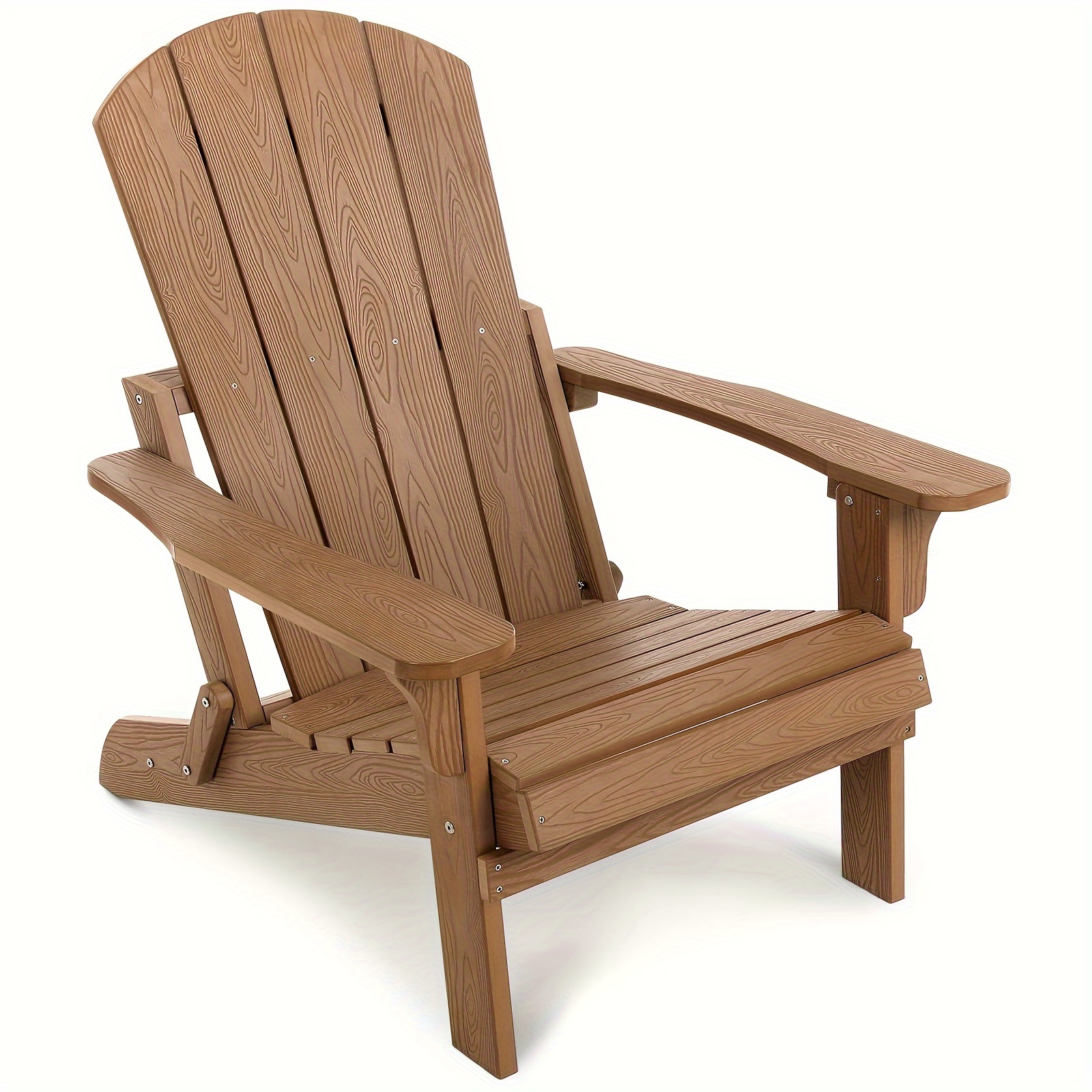 

Sturdy Brown Folding Adirondack Chair - , Uv & Moisture Resistant With Ergonomic Armrests, 400 Lbs Capacity - Ideal For Patio, Garden, Backyard, Porch, Poolside, Deck, Campfire , Outdoor Furniture