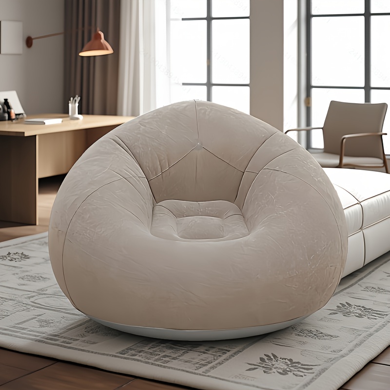 1pc Inflatable Lazy Sofa - Oval Foldable Outdoor Recliner with Backrest & Armrests, Portable Midday Rest Chair for Camping, Patio, Garden, Indoor/Outdoor Use, Inflatable Furniture, Garden Relaxation, Modern Home Decor, Durable Fabric