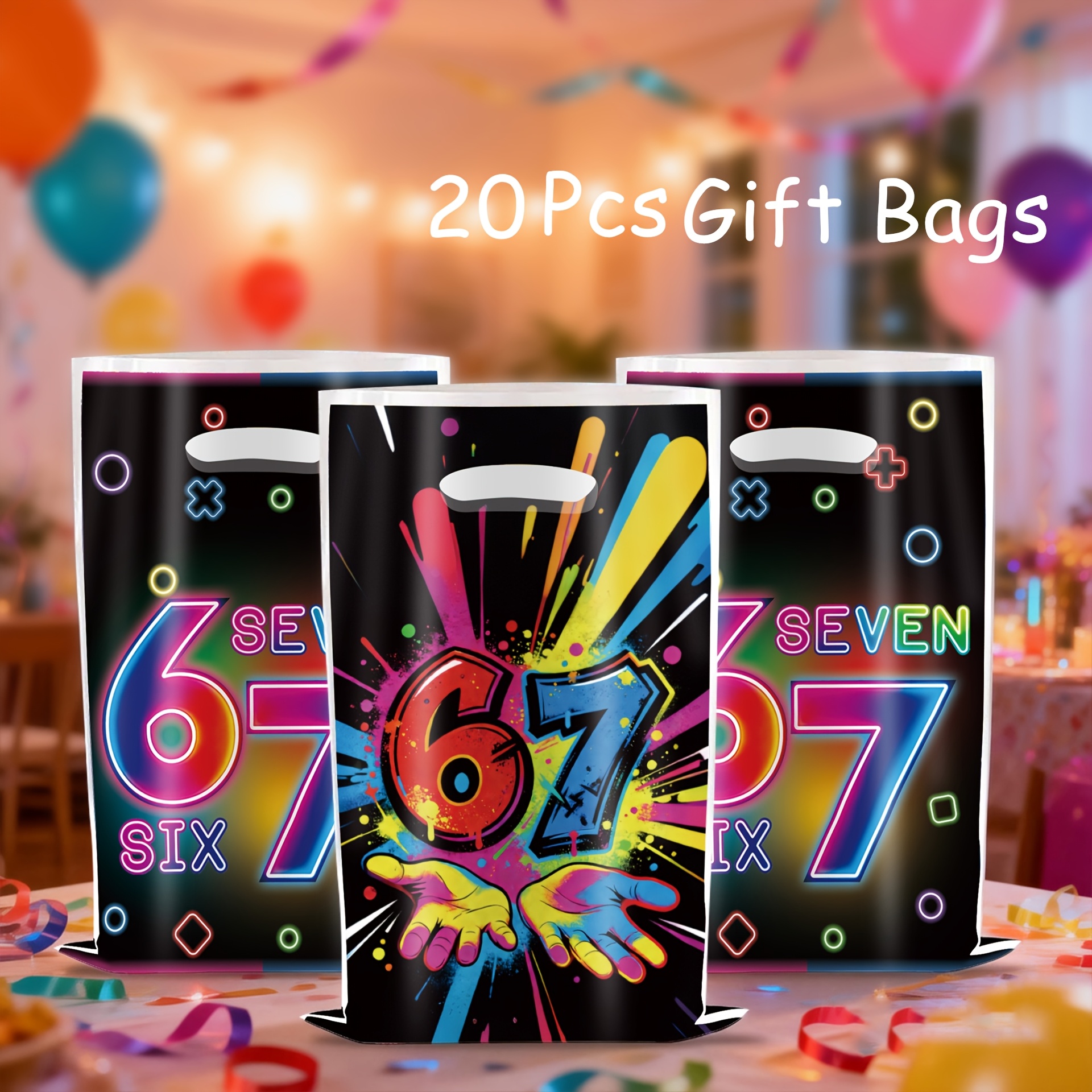 E-shop Geschenk für Sie/Ihn 50/20 Stück Bunte 67 Themen Party Geschenktüten, Plastik Süßigkeitenbeutel mit Griff, 67 Themen Lustige Tüten Robuste