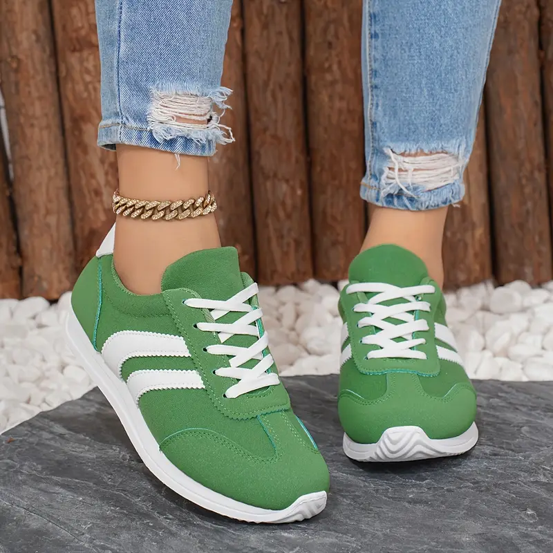 womens breathable green sneakers with casual slip on lace up sports shoes lightweight tpr sole able fabric day footwear casual athletic shoes able footwear Product details 4