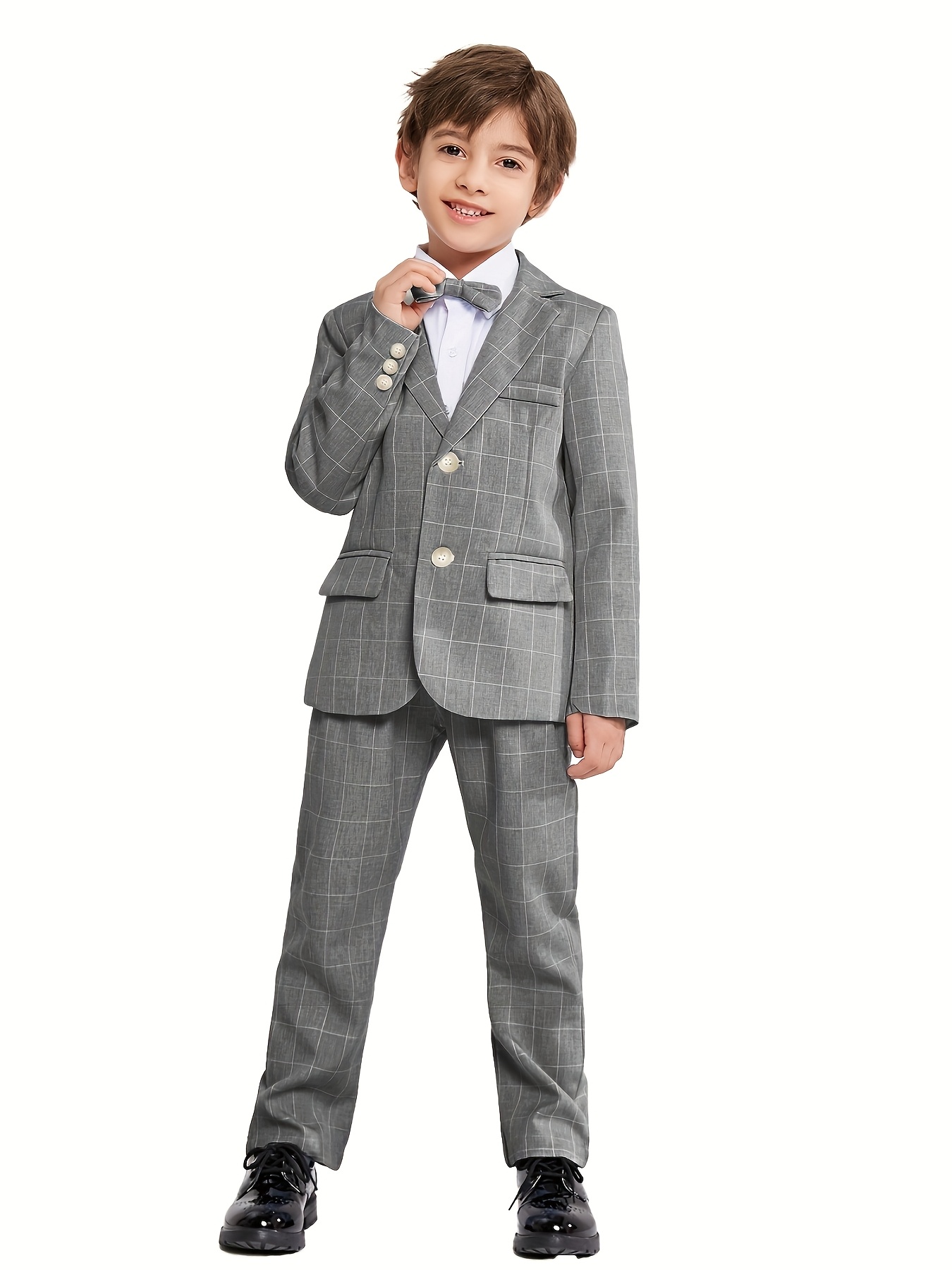 Costume Garçon à Carreaux - Ensemble Veste & Pantalon Élégant Pour Mariage, Cérémonie - 3-13 Ans