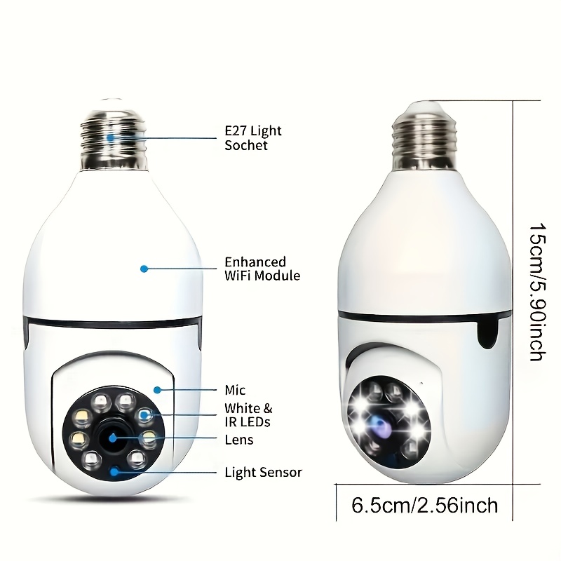 e27 bulb security camera auto tracking night Temu Oman