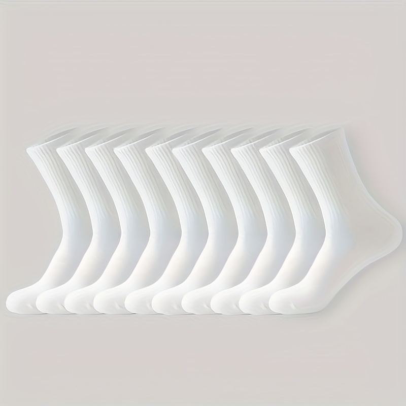 TEMU 10 Pairs Of Solid Black And White Socks, Simple, Breathable, And Comfortable Mid-calf Socks, Suitable For All-, Unisex