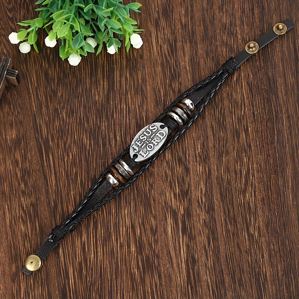Vintage Multi-Layer Woven Bracelet with Faith Charm