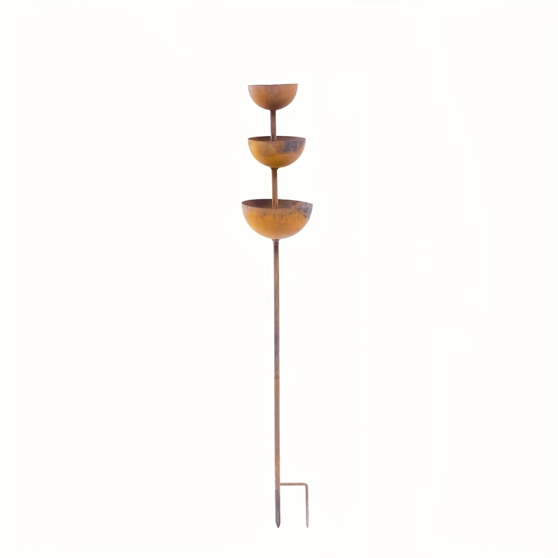 Image of 1pc Of Rusty Bird Bath, Bird Feeder And Bee Feeder, Iron Rain Collector, Garden Decoration, Country , Outdoor Decorative Pile, Weathered Courtyard Sculpture (26.77 Inches)