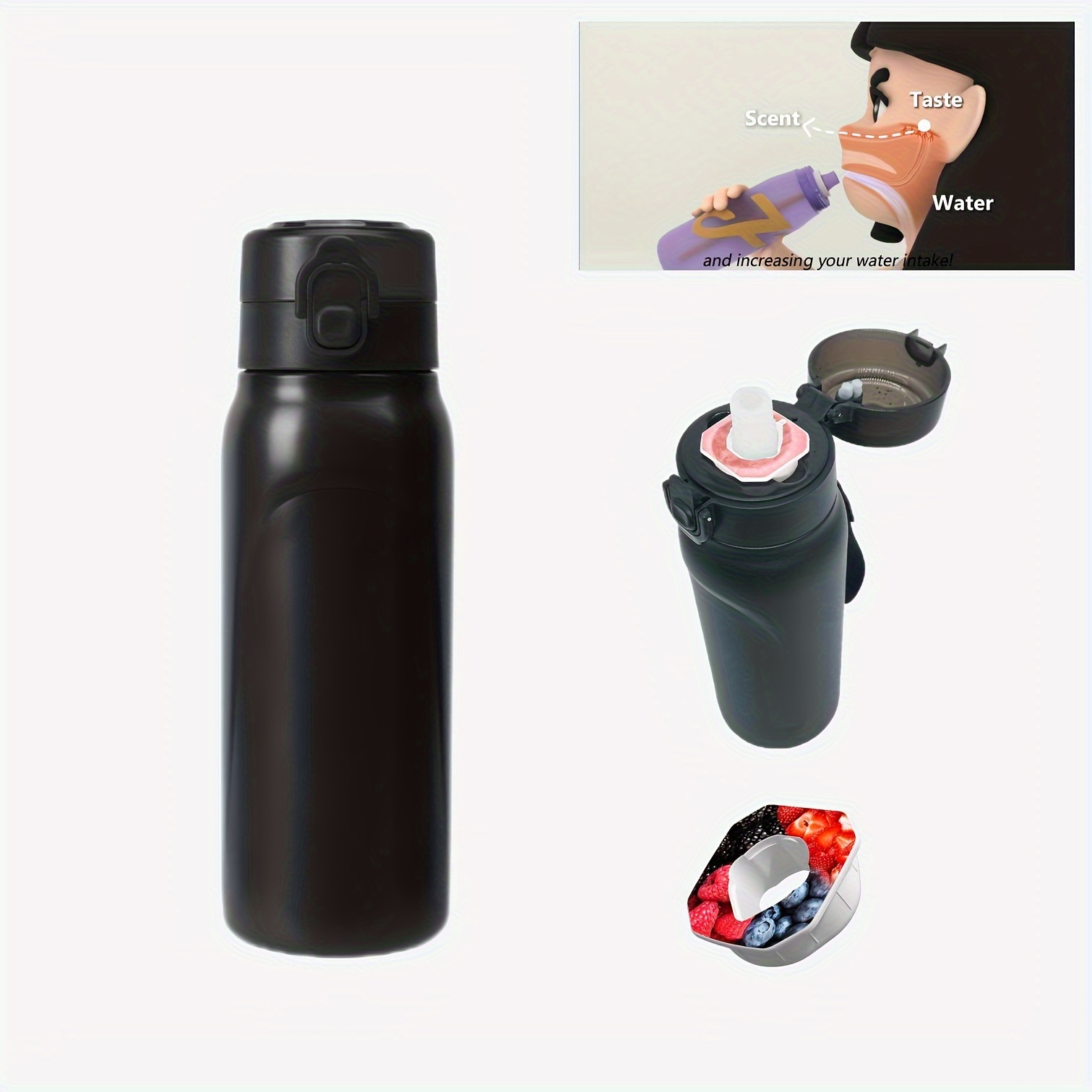 Bouteille d'eau aromatisée Air Up, tasse à eau parfumée, bouteille d'eau de  sport pour l'extérieur, bouteille d'eau à la mode avec des dosettes de  saveur de fruits, 650ml